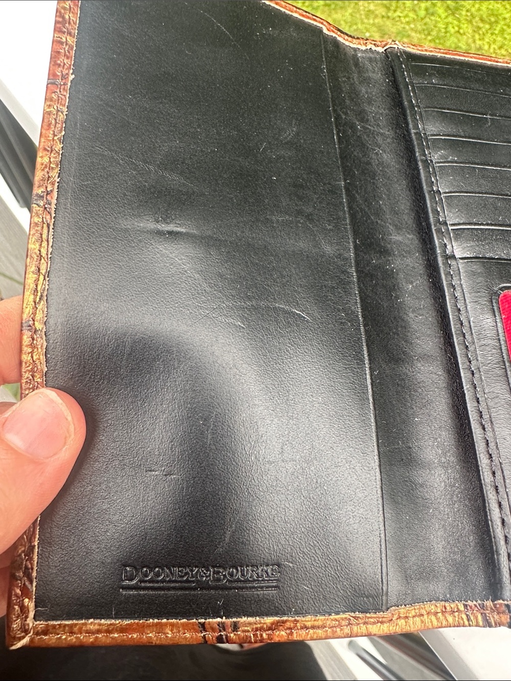 Dooney & Bourke Croc-Embossed Leather Wallet in Distressed Tan and Brown - Picture 13 of 16